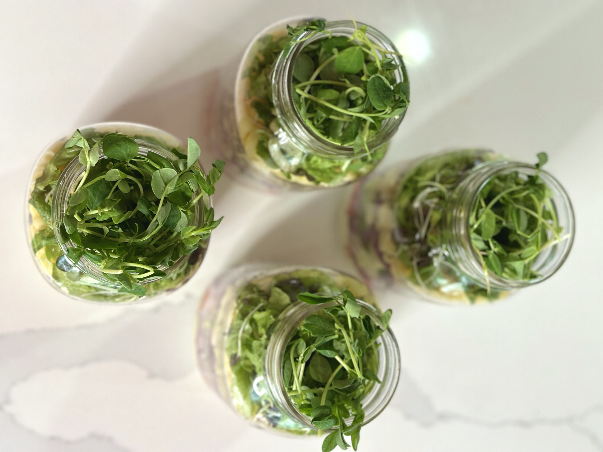 top view of salad jars