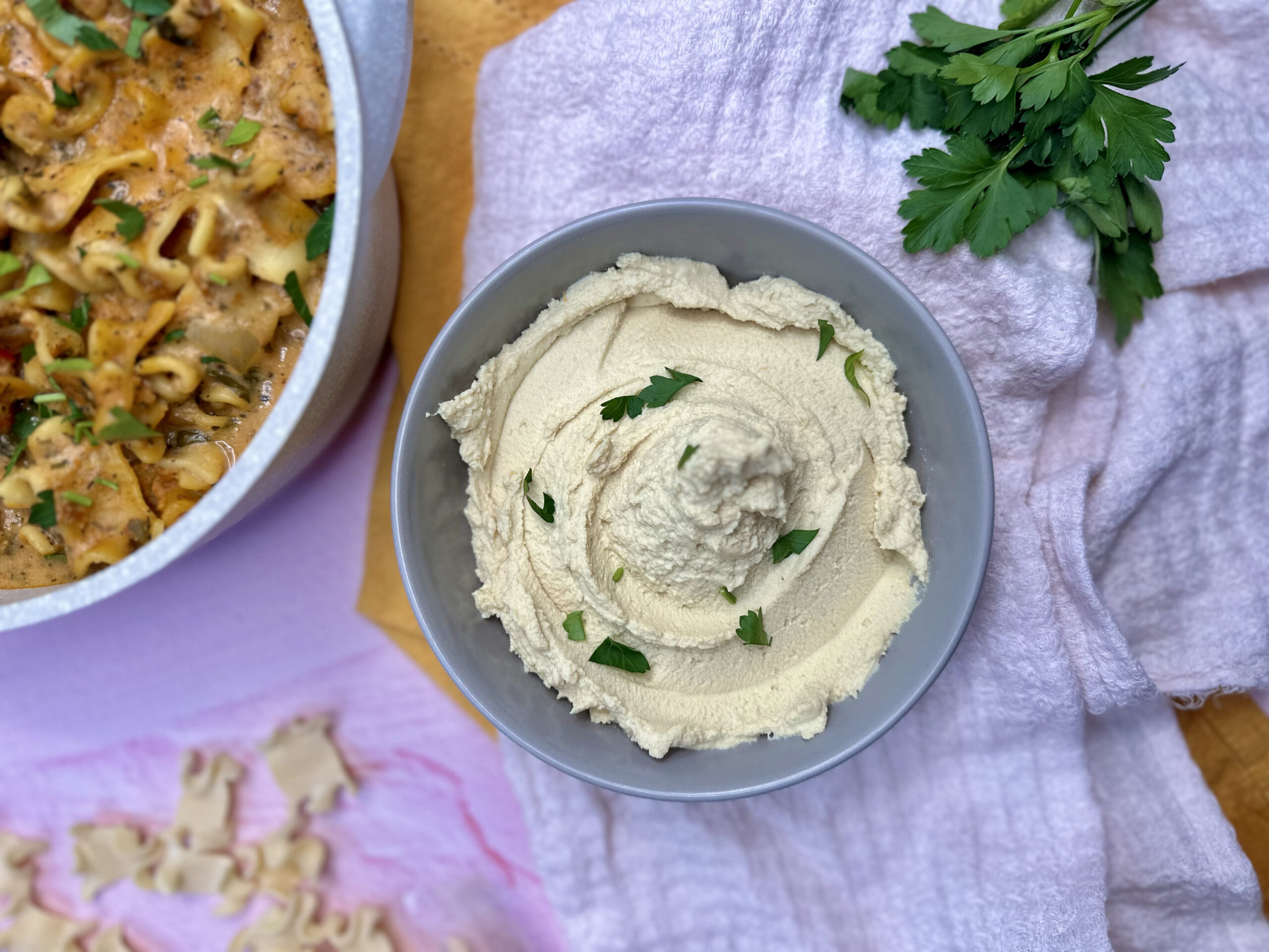 tofu ricotta with parsley sprinkled on top