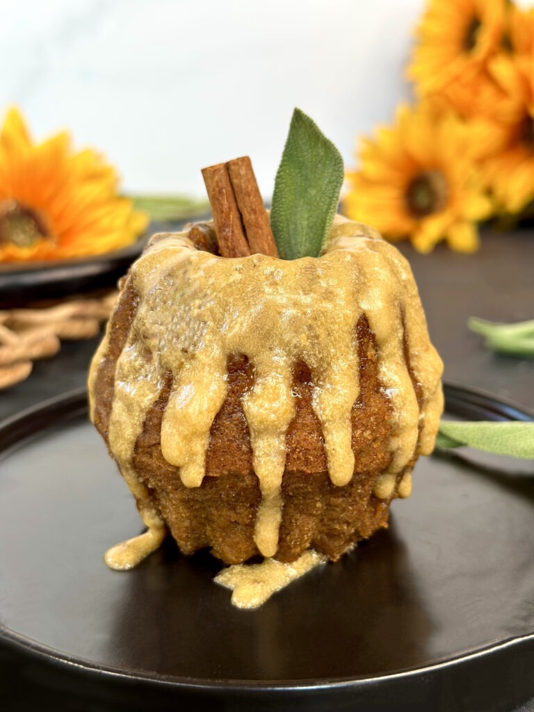 single mini maple pumpkin cake close up