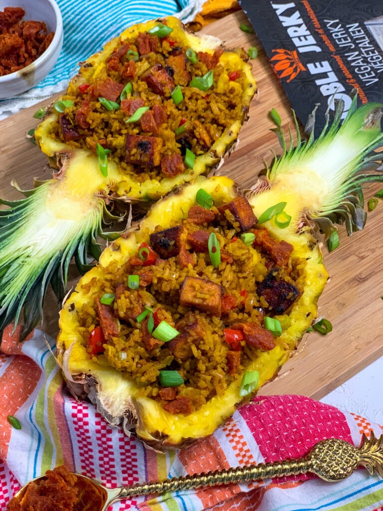 Sweet BBQ Fried Rice Pineapple Bowls