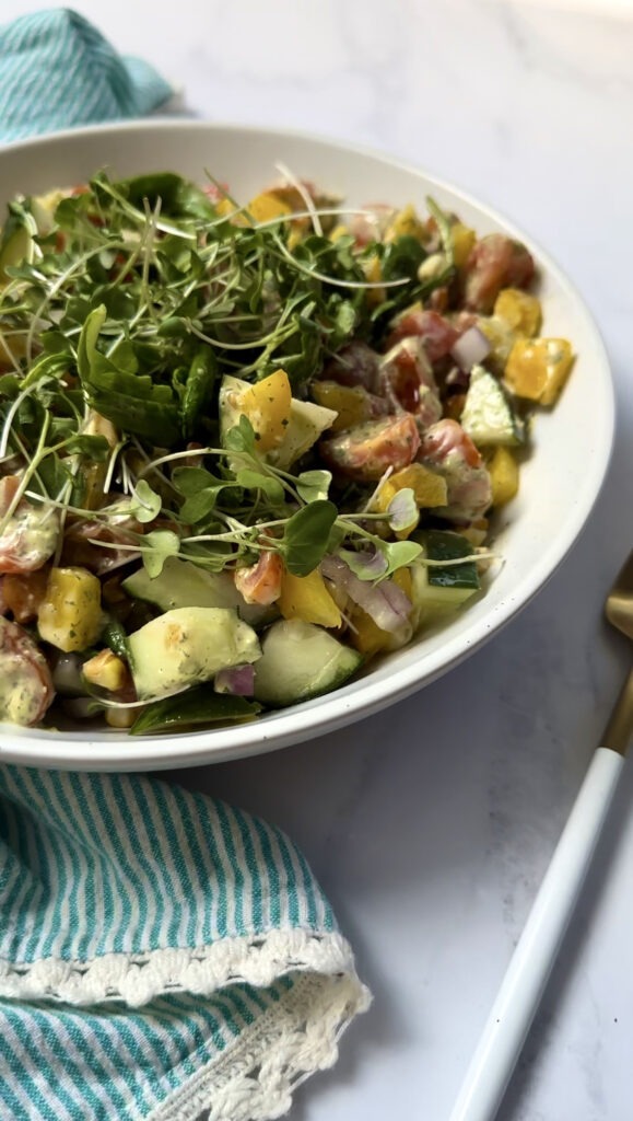 salad jar meal prep poured into a large bowl