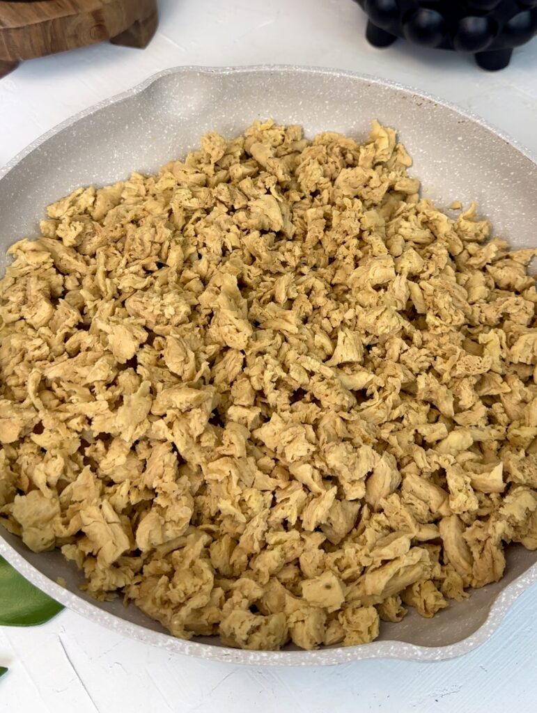 Soy curls fried in pan