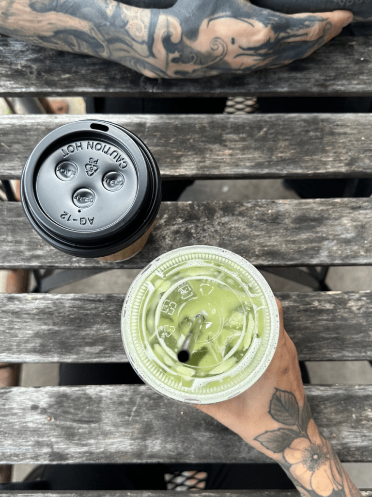 Coffee and Iced Matcha Latte at Kaibur Cafe