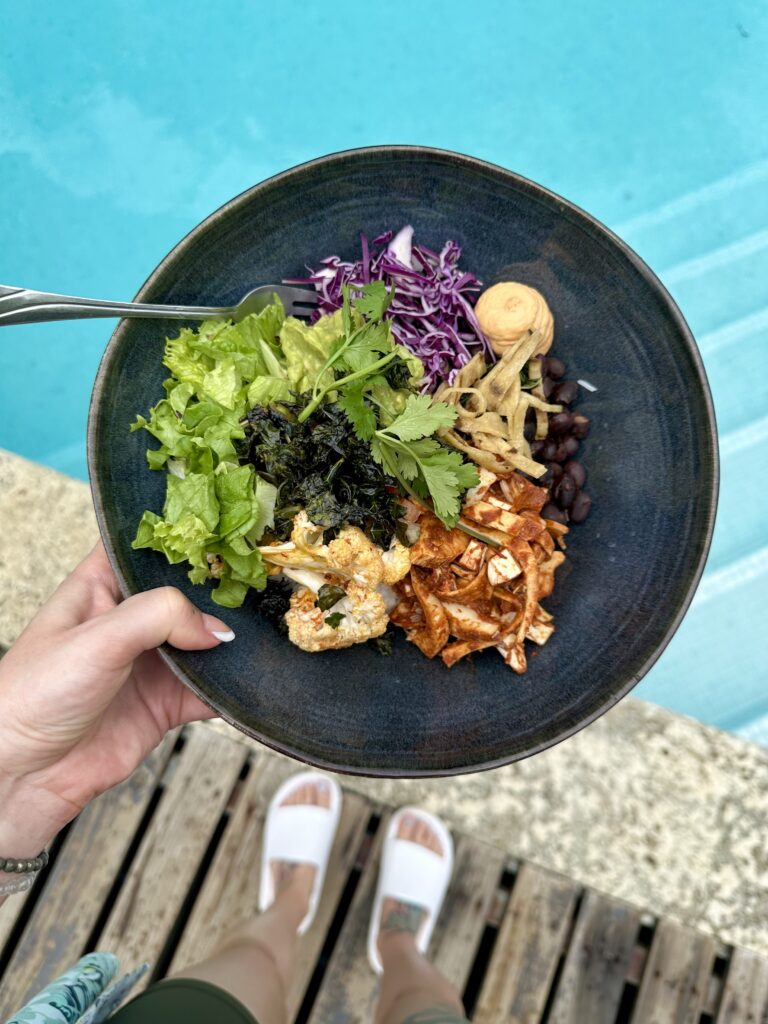 1 of 3 vegan bowls had in costa rica: burrito bowl: noodle bowl