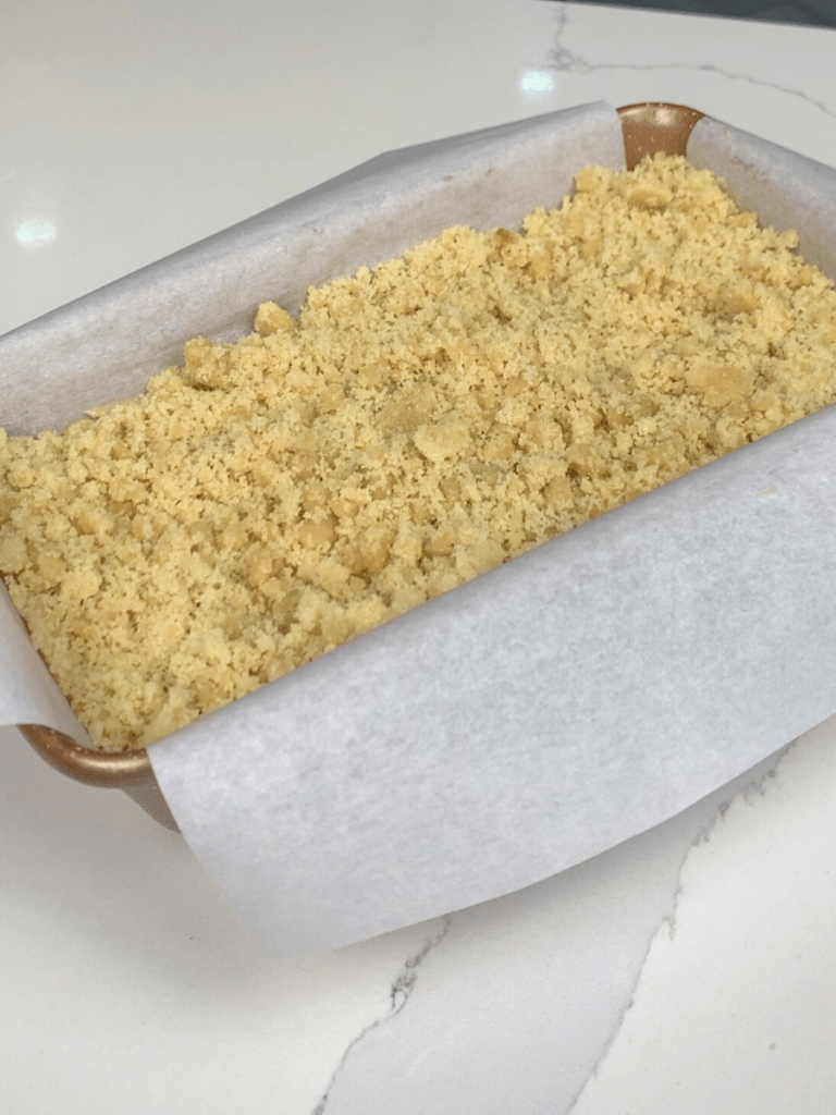 streusel added to coffee cake