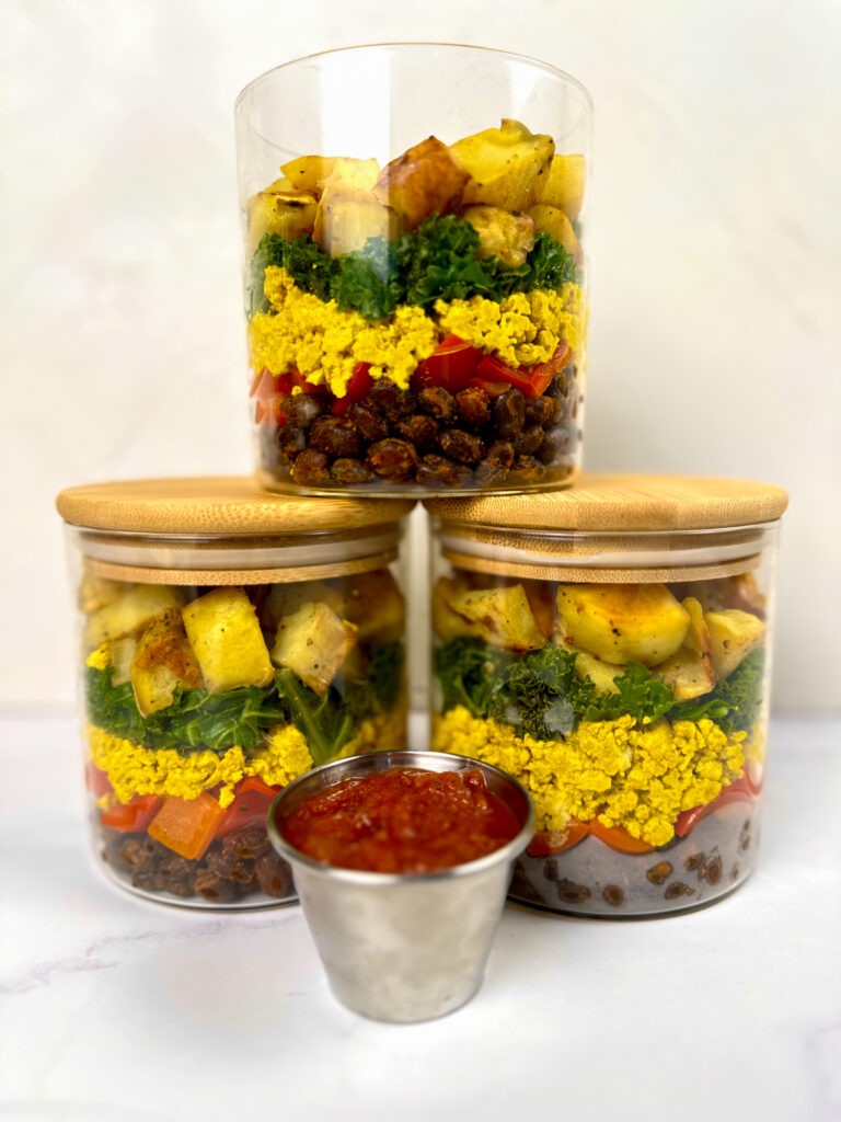 savory high-protein meal prep jar