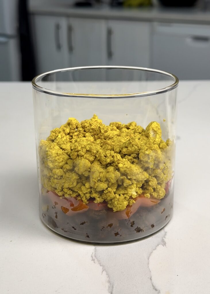 tofu scramble added to the savoury high-protein breakfast jars