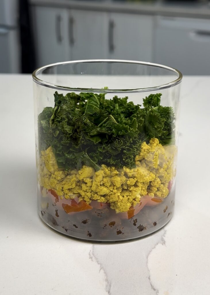 kale added to the breakfast jars