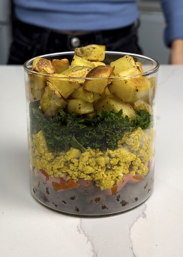 potatoes added to the savoury high-protein breakfast jars