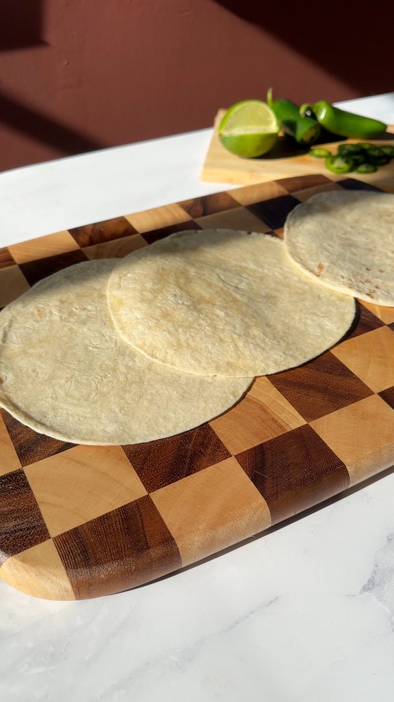 Tortillas on cutting board