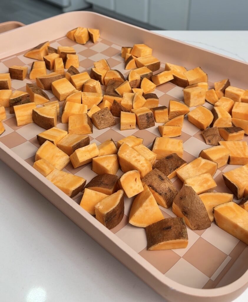 Our Place sheet pan with sweet potato